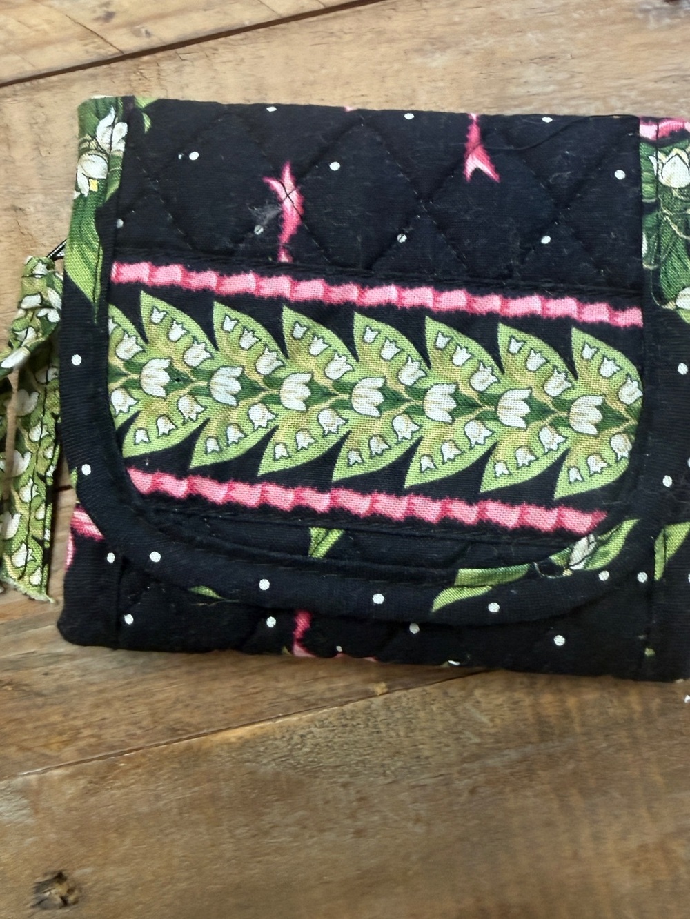 Vera Bradley Quilted Floral Black Wallet